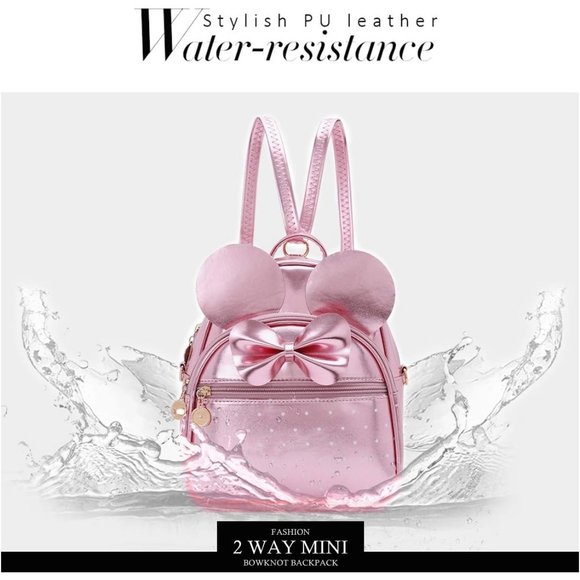 Bowknot Polka Dot Mini Backpack And Convertible Shoulder Bag Purse for Women - Picture 6 of 7